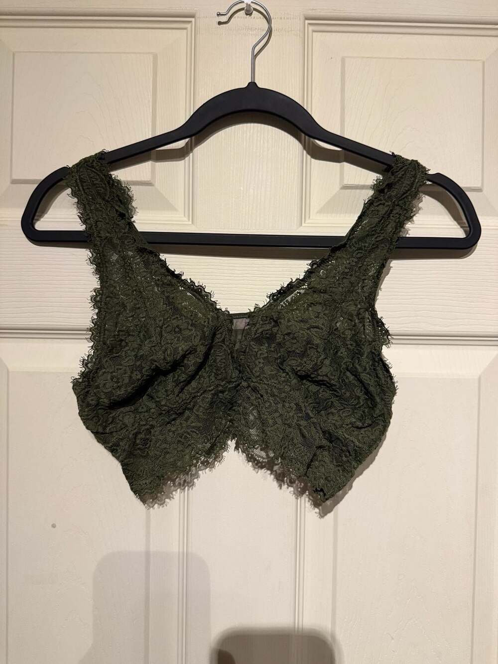 Aerie Eyelash Lace Padded Plunge Bralette Size S Green